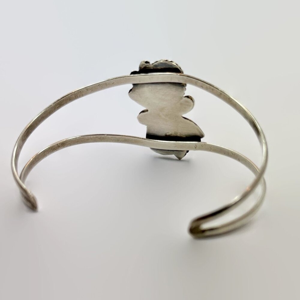 Tiger Eye Cuff, Sterling Silver, Native American, Vintage Bracelet, Navajo - Picture 5 of 5